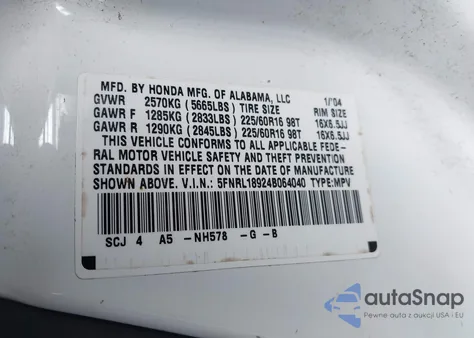 2004 Honda Odyssey Ex-L from USA, damaged, VIN 5FNRL18924B064040